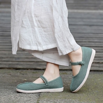 Shoes with cheongsam tea clothes meditation Hanfu womens soft flat retro Chinese style Zen casual embroidered cloth shoes
