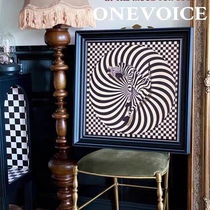 Red Brick House Onevoice Exclusive Homemade Retro Yellow White Black Chessboard Gzebra Painted Wooden Frame Medieval Decoration Painting