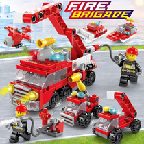 Fire truck block firefighter police special police assembled Yi toys boy puzzle childrens rescue military