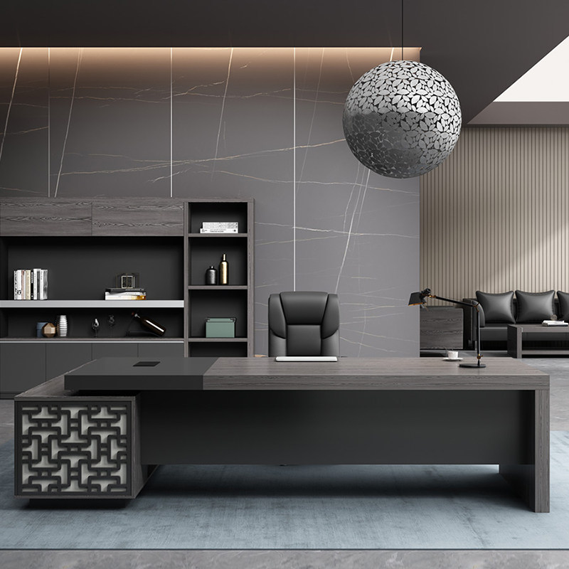 President's room desk chair combination Italian boss manager desk simple supervisor desk light luxury large class with sideboard