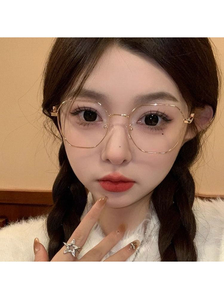 2025 New Polygonal Gold-Rimmed Prescription Glasses, Professional Customizable Prescription Lenses, Ultra-Light Frame for Women, Perfect for a Natural Look, Suitable for Students