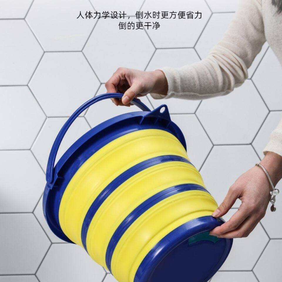 Bucket plastic large with lid thick folding bucket car outdoor fishing bucket telescopic household plastic bucket