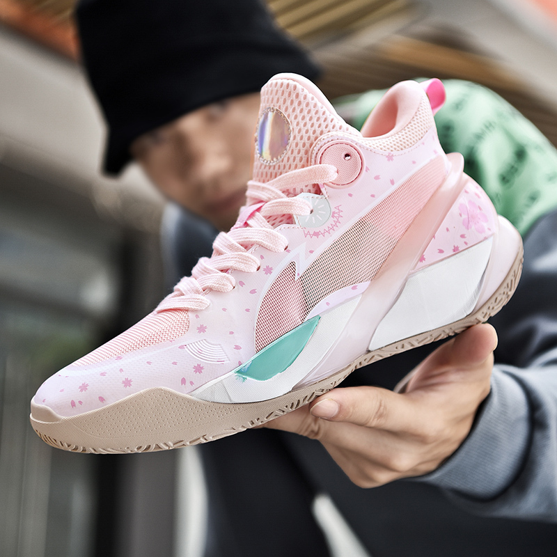Sonic 10 Sakura Pink Youth Basketball Shoes Men's Shoes Breathable Girls' Shoes with Sound When Friction Occurs Practical Shock-Absorbing Sports Shoes