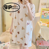 Japanese GP nightgown for women summer pure cotton short-sleeved 2022 new plus size loose version pajamas home clothes