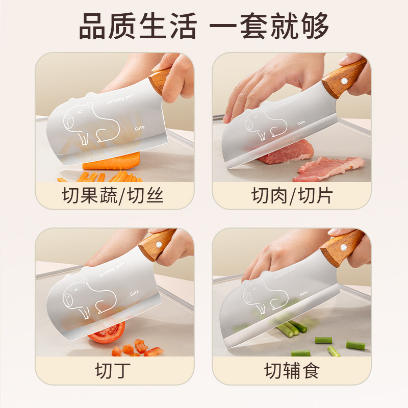 Kitchen Knife Set for Home Use, Stainless Steel Slicing Knife for Cutting Vegetables, Meat, Fish, and Fruits, Special Knife for Women's Supplementary Food