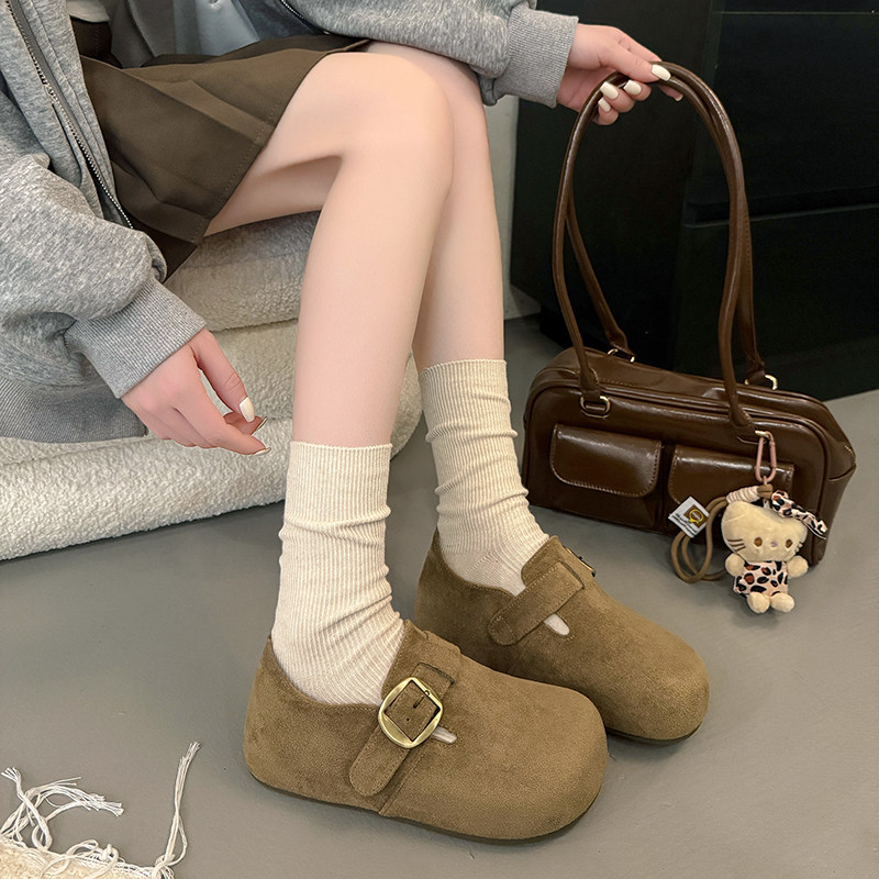 High-End Genuine Leather Birkenstock Shoes for Women, 2025 New Autumn Style, Height-Increasing, Full-Coverage Loafers, Thick-Soled, Versatile Loafers