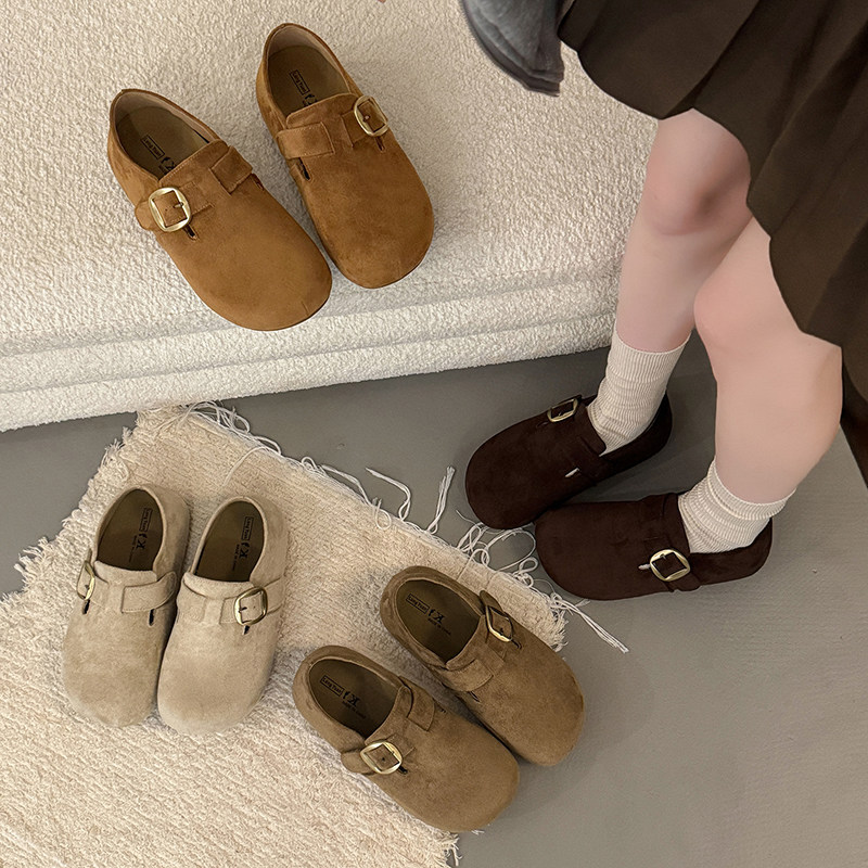 High-End Genuine Leather Birkenstock Shoes for Women, 2025 New Autumn Style, Height-Increasing, Full-Coverage Loafers, Thick-Soled, Versatile Loafers