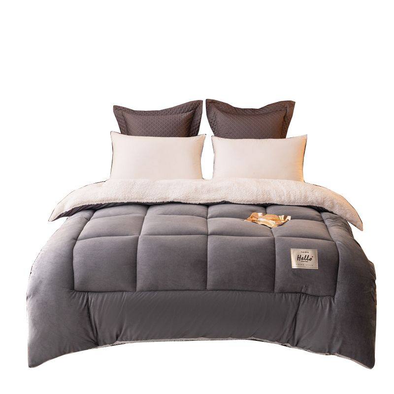 Winter Lamb Wool Quilt, Thickened Warm Cotton Quilt for Student Dormitory, Single Milk Velvet Quilt Core, Winter Fleece-Lined