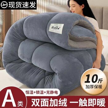 Winter Lamb Wool Quilt, Thickened Warm Cotton Quilt for Student Dormitory, Single Milk Velvet Quilt Core, Winter Fleece-Lined