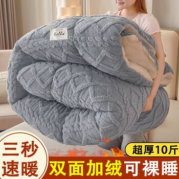 Taffeta Lamb Wool Quilt, Winter Double-Sided Fleece-Lined, Thickened and Warm, Winter Quilt, Cotton Quilt, Dormitory Single-Person Bedding, Quilt Core