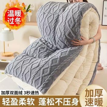 Lamb's Wool Quilt, Winter Quilt, Thickened Taffeta Cotton Quilt, Double-Sided Fleece Bedding, Student Dormitory Warm Quilt Core