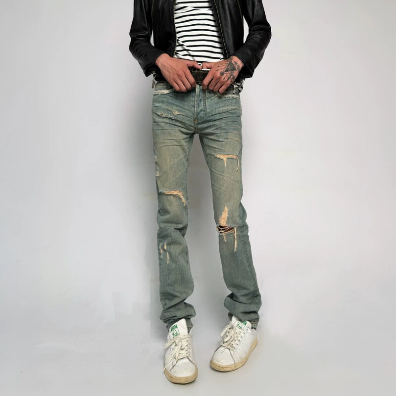 【Keep Stocking Up】Alan Miller Medusa Green Ghost Claw Skinny Slim Fit Ripped Jeans 【Keep Stocking Up】Alan Miller Medusa Green Ghost Claw Skinny Slim Fit Ripped Jeans
