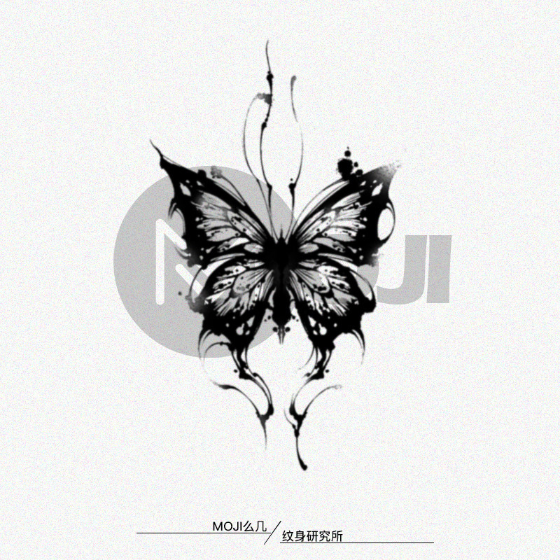 MOJI@ Ink butterfly herbal juice tattooed with water ink butterfly advanced personality fresh and persistent waterproof female ins wind-Taobao