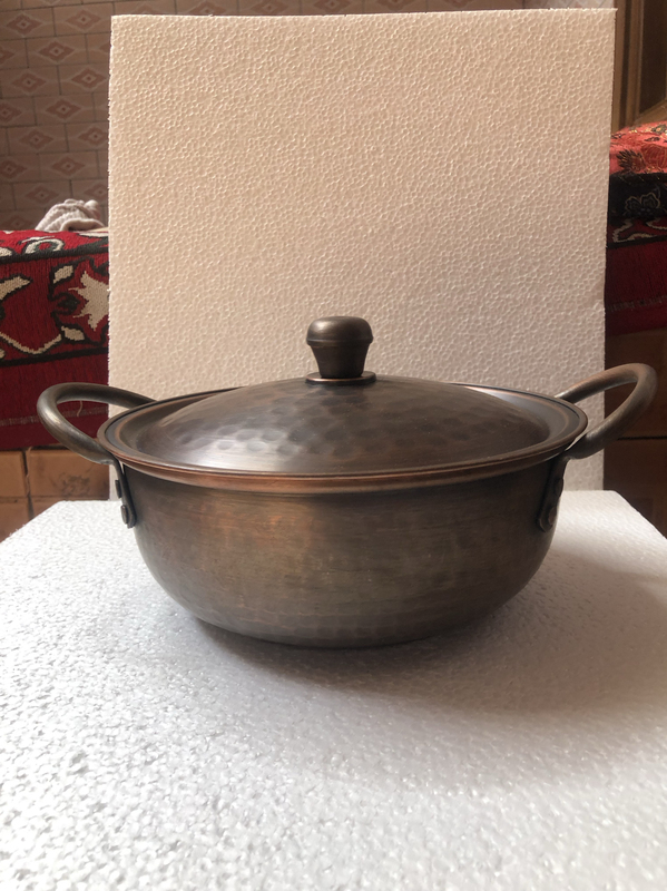 Purely Handmade Copper Pot from Kashgar, Xinjiang, Suitable for Home Use, Height 10cm, Diameter about 19cm