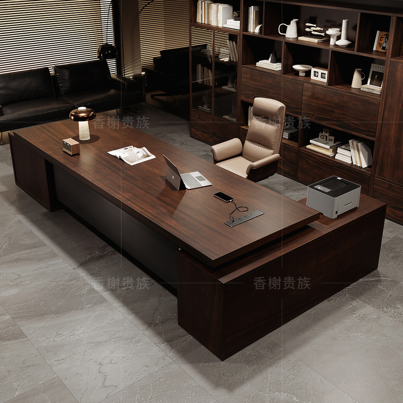 South American Black Walnut Boss Desk, Solid Wood Manager Desk, High-End Office Desk, Executive Desk, Supervisor Desk