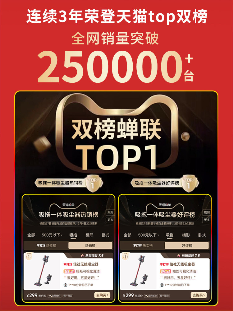 Xinshe Wireless Vacuum Cleaner for Home Use, Strong Suction, Powerful Handheld, Small and Lightweight, Suitable for Cat Hair, Carpet, and All-In-One Vacuuming and Mopping