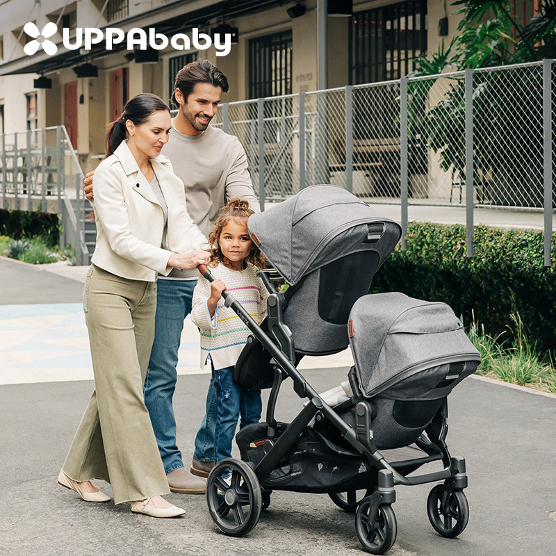 UPPAbaby Vista V3 ツインベビーカー、ハイビュー、リクライニング機能付き、折りたたみ式、リバーシブル、二人乗りベビーカー