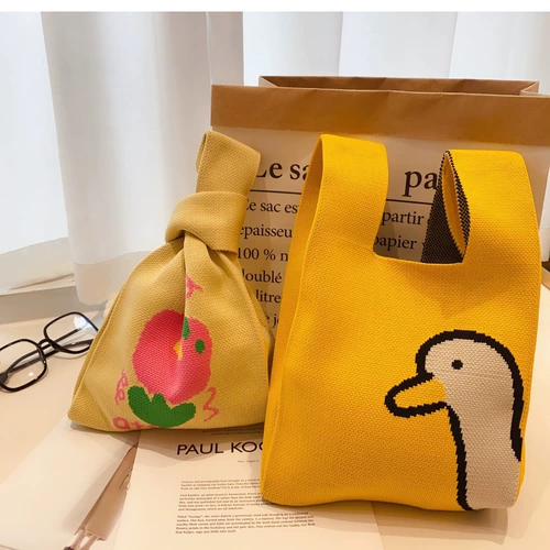 Вместительная и большая трикотажная мультяшная небольшая сумка, сумка через плечо для выхода на улицу для отдыха, в корейском стиле