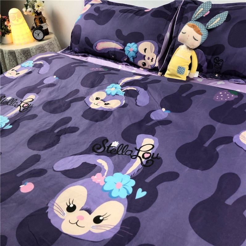 Cartoon star dew four-piece set cotton pure cotton children's girl bed sheet quilt cover three-piece girl heart bedding