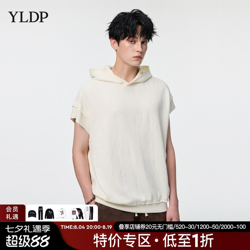 Yldp【Zhang Wanyi's Style】Street Fashion Brand Knitted Sleeveless Hooded Vest Sports Casual Top