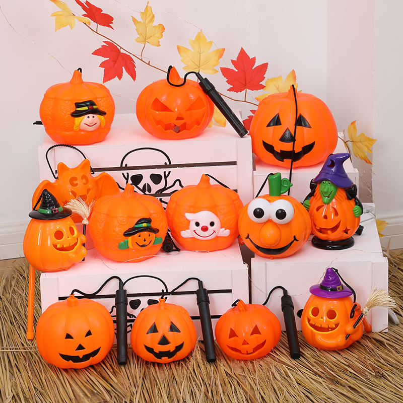 Pumpkin lantern Halloween pumpkin bucket children's portable lantern will sing kindergarten small gift festival dress up props