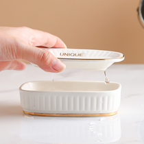 Net Red Drain Soap Box Ceramic Home Free Punch Soap Box Toilet Light Lavish Upscale Wash Face With Soap Dish