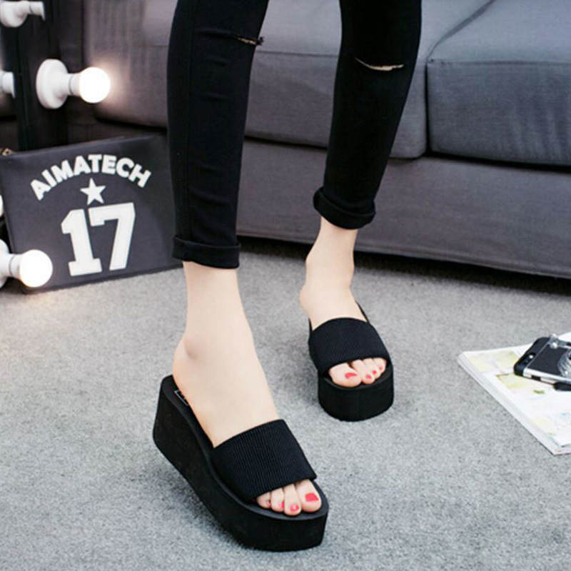 Wedge Slippers for Women, Summer Outdoor Wear, 2026 New Fashion Thick-Soled Slip-On Slippers, Beach Sandals, High Heels