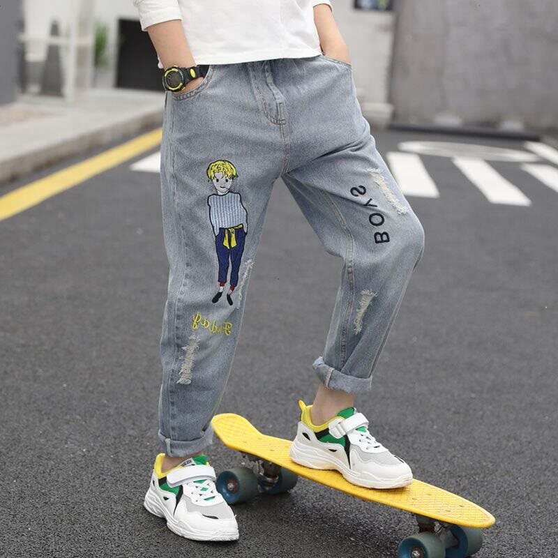 Children's clothing boys' pants spring and autumn jeans soft big boys' loose western style pants children's autumn casual pants