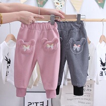 Child Clothing Girl Pants 2021 New Tide Wear Fashion Foreign Air Plaid Bunch Leg Long Pants Woman Baby Casual Pants Tide