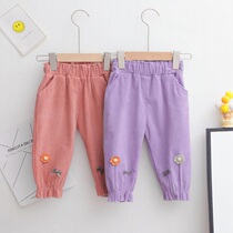 Light core suede pants girl Spring autumn outside wearing 2021 new baby casual long pants Boys bunches pants girl childrens clothing