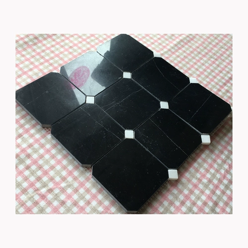 Черно -белая каменная мозаичная наклейка натуральная мрамора китайская черная восьмиугольная ванная комната ванная балконная плитка напольная плитка кухня