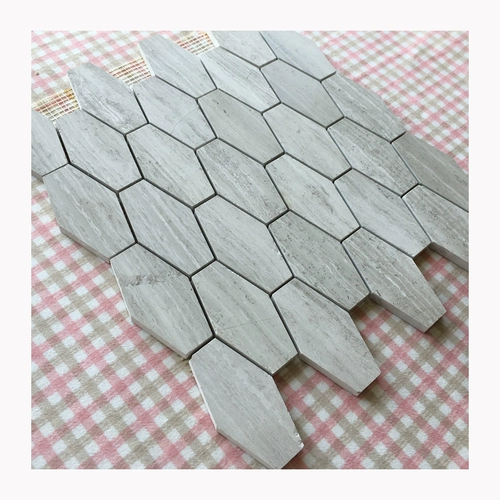 Серая шестиугольная каменная мозаичная наклейка натуральная мраморная древесина гексагональная ванная комната ванная комната фоновая стена
