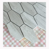 Серая шестиугольная каменная мозаичная наклейка натуральная мраморная древесина гексагональная ванная комната ванная комната фоновая стена