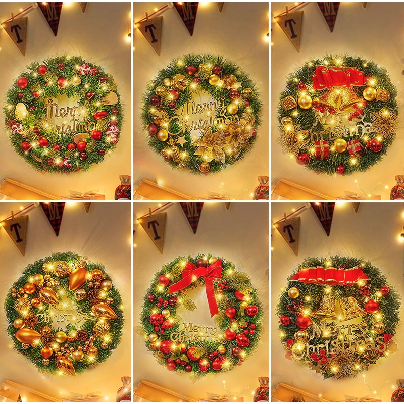 Christmas Decorations Door Hanging Christmas Wreath DIY Small Ornaments Shop Festive Atmosphere Scene Arrangement Hanging Decorations