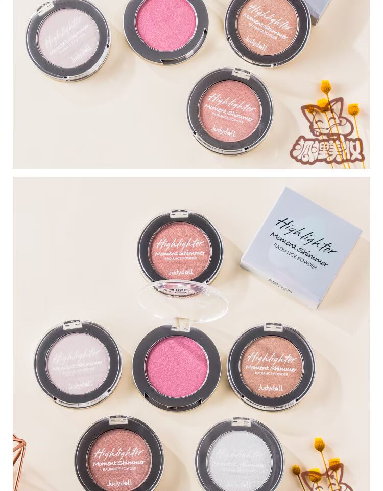 Judydoll màu cam pha lê nổi bật đầy màu sắc nổi bật không có lỗ chân lông để làm sáng nàng tiên cá Ji ánh sáng phân cực phấn nhũ highlight