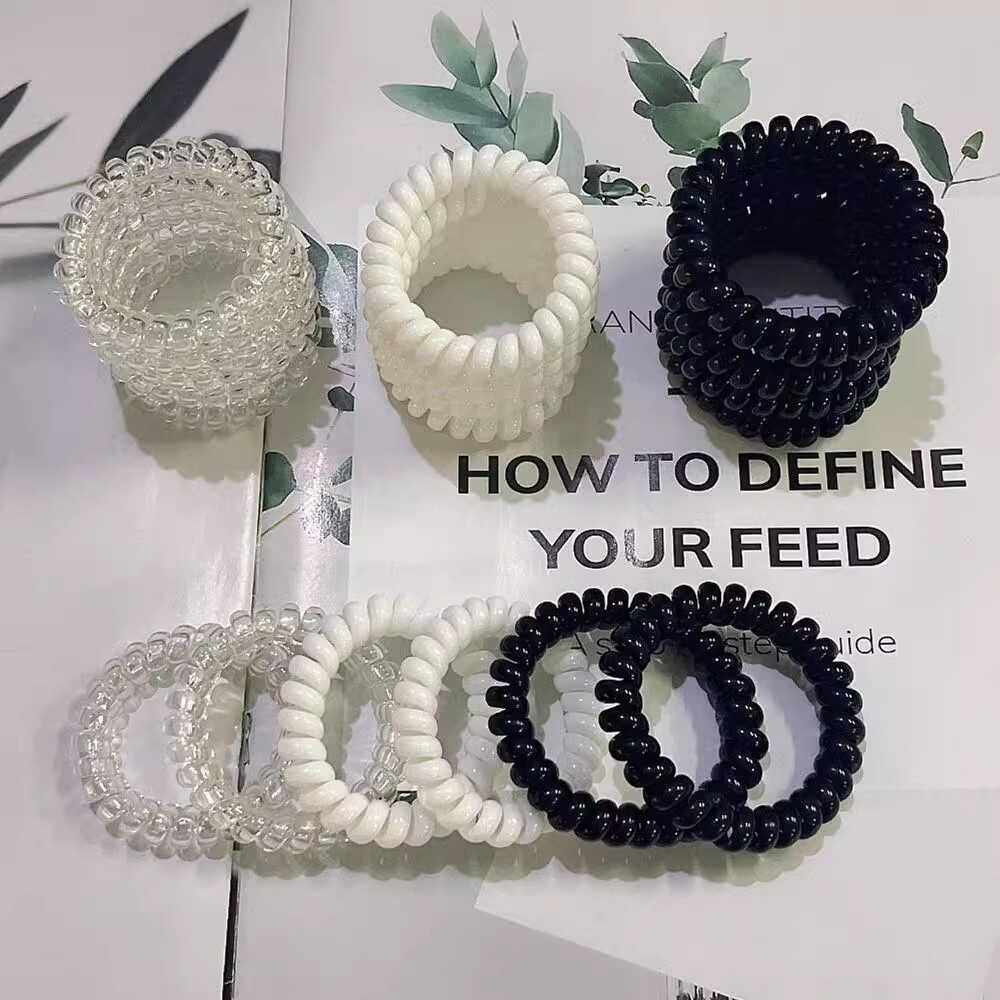 透明电话线头绳小橡皮筋扎头发绳头饰皮筋黑2024年新款加粗发圈女评价- 淘宝网