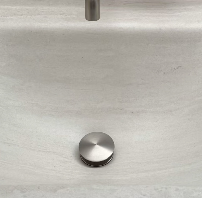 Brushed Nickel All-Copper Drain: Paired with a Deodorizing Drain with Vacuum Electroplating Finish