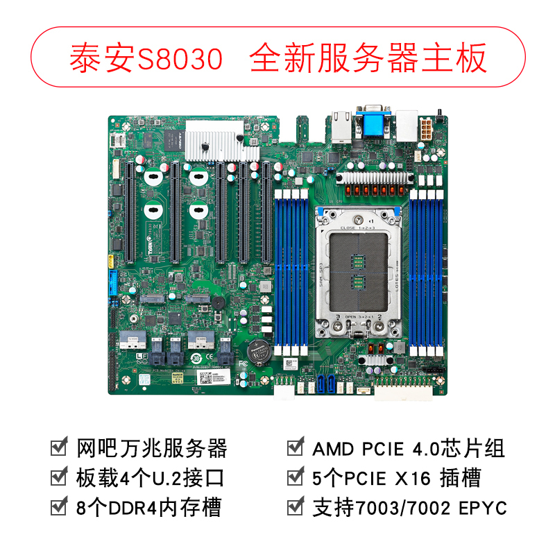 Tai'An S8030 Server Motherboard Amd Epyc Xeon Pcie 4.0 Platform Brand New Tyan Replaces U16