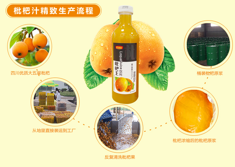 300ml*6瓶！鲜绿园原浆枇杷汁饮料