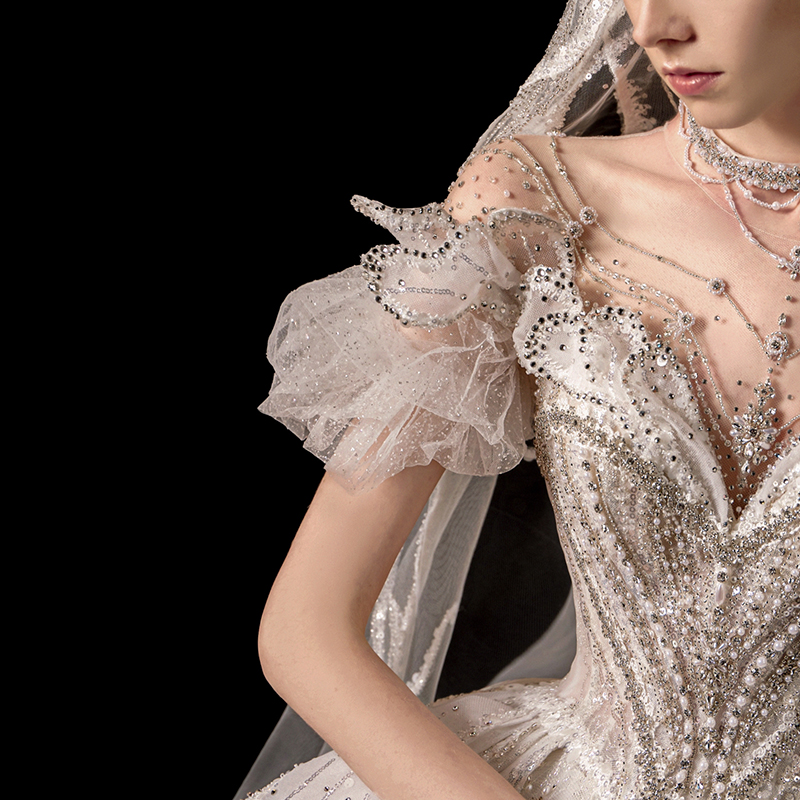 Elite white advanced wedding dress for princess for bride, french style, open shoulders, 2023 collection, high-end Elite white advanced wedding dress for princess for bride, french style, open shoulders, 2023 collection, high-end