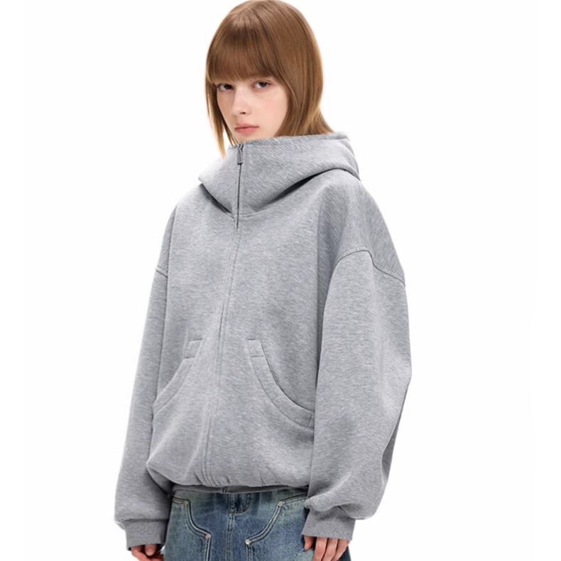 Tangtang Manufacturing Machine 550g Heavyweight Airy Oversize Loose Silhouette Hooded Sweatshirt Zipper Jacket for Autumn and Winter