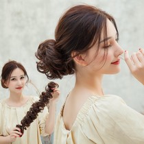 Real hair low ball Caterpillar Hairband winding flower hair hair wig female fluffy ball headgear