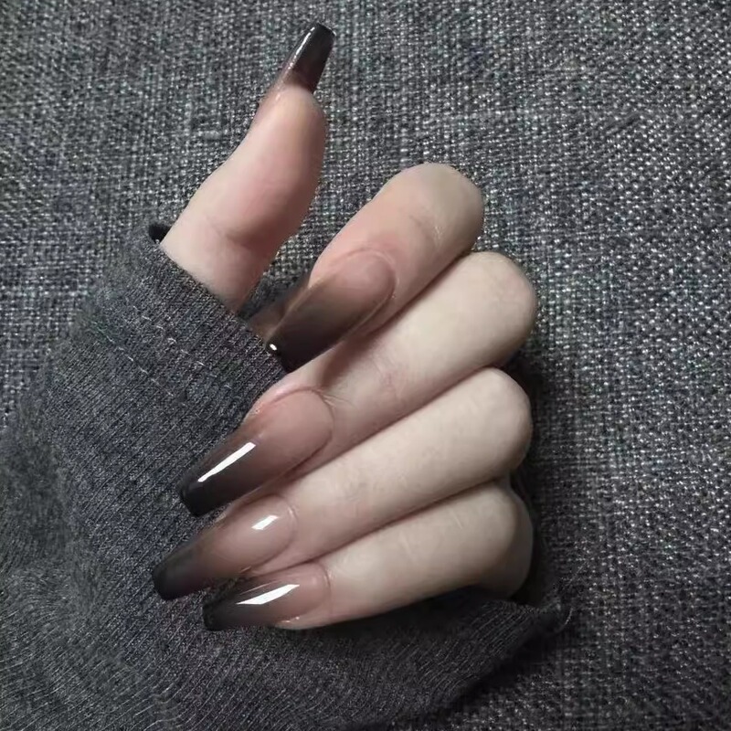 Purely Handmade Wearable Nails That Enhance Complexion, Phototherapy, Sweet and Cool Dark Style, Gentle Gradient, Unique Fake Nails, Long-Lasting, Removable for Students