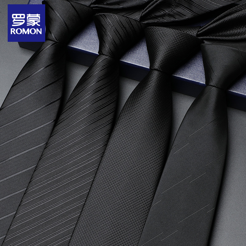 Romon Men's 8cm Black Tie Formal Zipper Style Business No-Knot Lazy Suit Gentleman Hand-Tied Tie Romon Men's 8cm Black Tie Formal Zipper Style Business No-Knot Lazy Suit Gentleman Hand-Tied Tie
