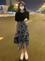 Комплект для отдыха, юбка, футболка с коротким рукавом, коллекция 2023, подходит для подростков