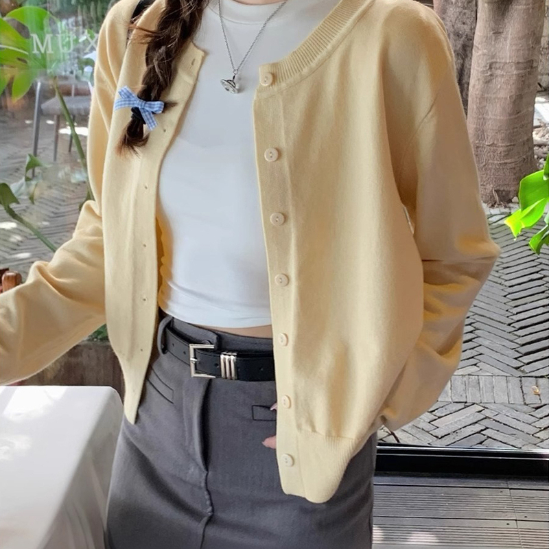 Yellow Knitted Cardigan for Women, Thin Style, Paired with a Slip Dress, Small Jacket, 2025 New Spring, Autumn, and Summer Top, Loose Fit Yellow Knitted Cardigan for Women, Thin Style, Paired with a Slip Dress, Small Jacket, 2025 New Spring, Autumn, and Summer Top, Loose Fit
