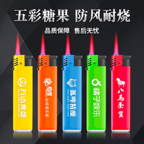 Advertising windproof lighter customized printing wholesale disposable grinding wheel frosted blue flame business laser engraving
