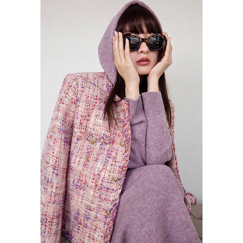 European Station 2022 Early spring Don't make light of light, small subsenior sensation Yuanyuan Temperament Pink Little Fragrant Wind Jacket Woman