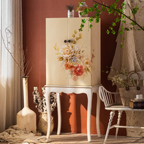 American retro living room large-capacity double-door bucket cabinet B&B hand-painted storage cabinet light luxury bedroom storage entrance cabinet