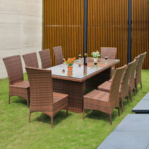 Tengjiaju outdoor leisure table and chair rattan chair combination open-air garden courtyard rattan rattan chair set waterproof